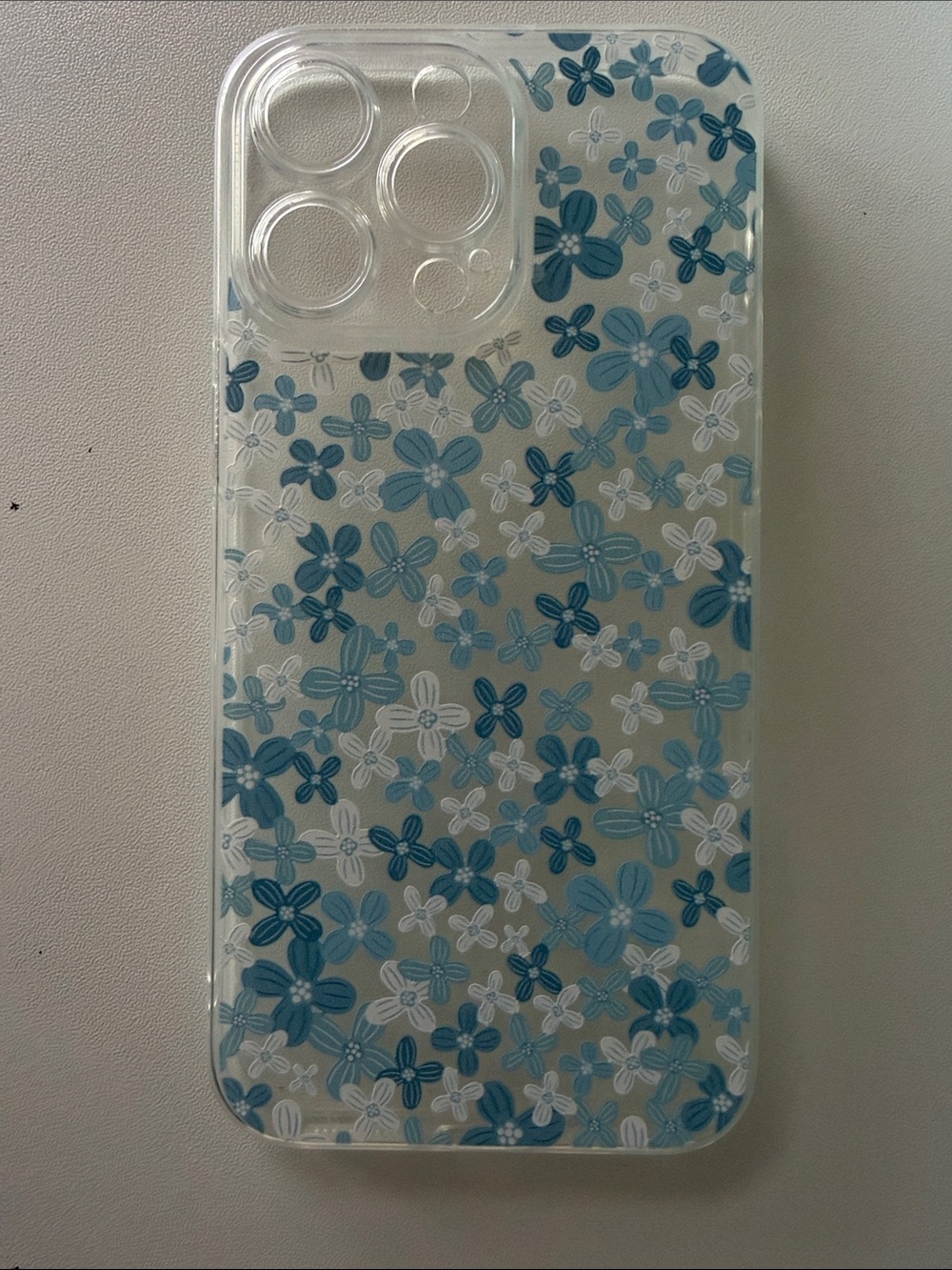 Clear Blue Floral iPhone 14 ProMax Case - Stylish Protection